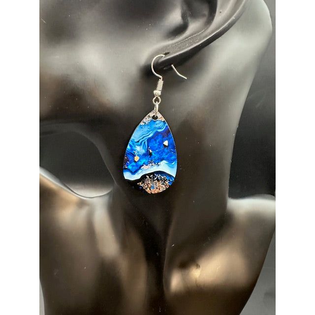Blue Marble Earrings