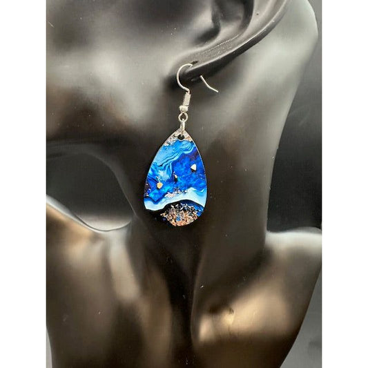 Blue Marble Earrings